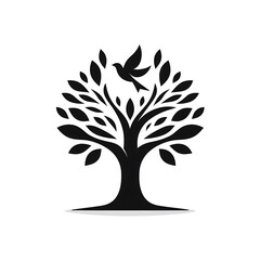 Obraz premium Eco-conscious tree icon with hidden bird design 