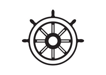 Obraz premium Steering wheel vector. ship steering silhouette vector