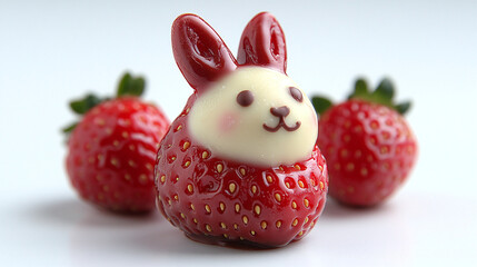 strawberry and chocolate bunny shaped easter eggs