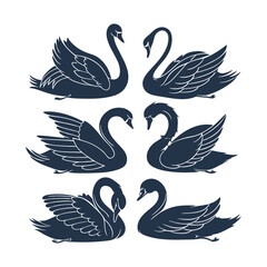 Obraz premium Swan silhouette bundle vector design