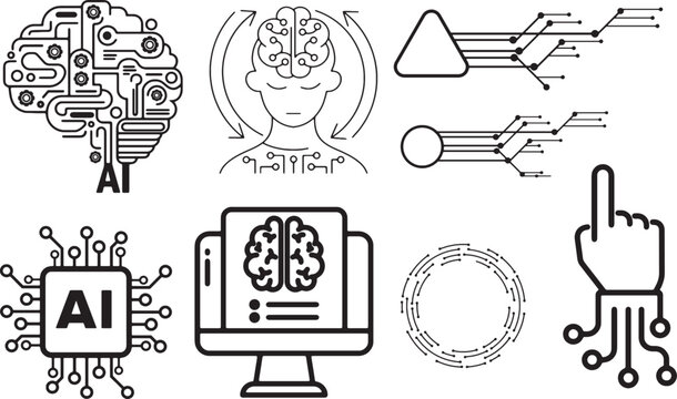 Artificial Intelligence, AI Vector, AI Technology, Brain Circuit, Human and AI, Machine Learning, Neural Network, AI Chip, Futuristic Design, Digital Brain, AI Outline, Tech Mind, Innovation Concept, 