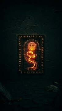 Illuminated Snake Symbol on Dark Textured Background  