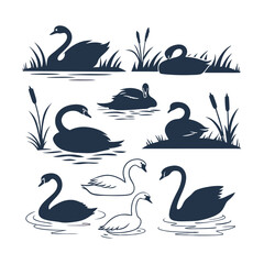 Swan silhouette bundle vector design