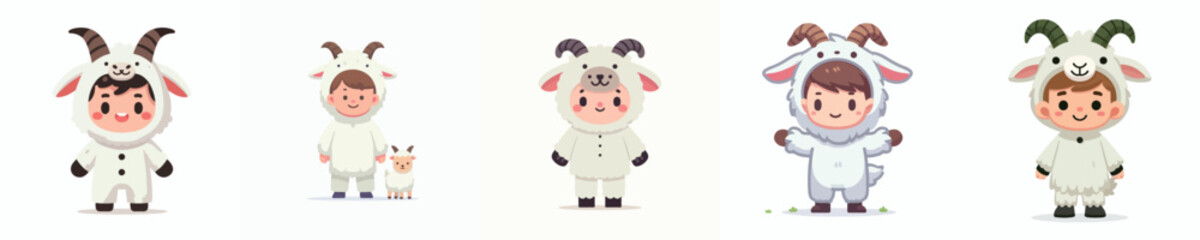 collection of vectors of boys wearing bear costumes