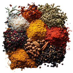 Fototapeta premium Abstract Spice Arrangement on transparent background