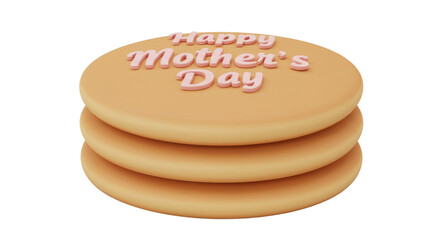 A stack of pancakes displaying a mothers day message is shown