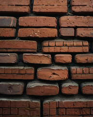 Obraz premium The brick wall features a mix of light and dark red bricks.