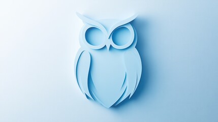 Light Blue Owl Silhouette on Light Blue Background. Possible use Digital art, design inspiration