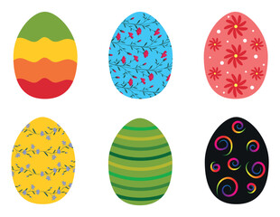 Set of easter eggs vector with colorful pattern. Cute easter eggs vector.