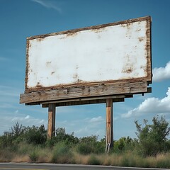 Rustic blank billboard roadside advertising mockup