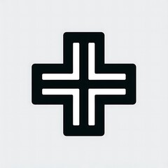Fototapeta premium Minimalist Black and White Plus Sign Icon