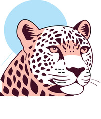 Vector Leopard  Jaguar Head Logo – Tribal and Modern Wild Cat Illustration with Bold Black and Orange Pattern, Blue Eyes, Tattoo Style Art