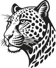 Vector Leopard  Jaguar Head Logo – Tribal and Modern Wild Cat Illustration with Bold Black and Orange Pattern, Blue Eyes, Tattoo Style Art