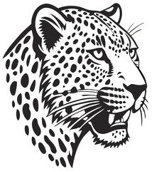 Vector Leopard  Jaguar Head Logo – Tribal and Modern Wild Cat Illustration with Bold Black and Orange Pattern, Blue Eyes, Tattoo Style Art