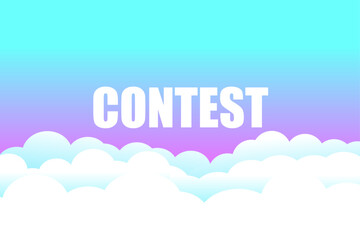 contest banner with clouds and gradient text