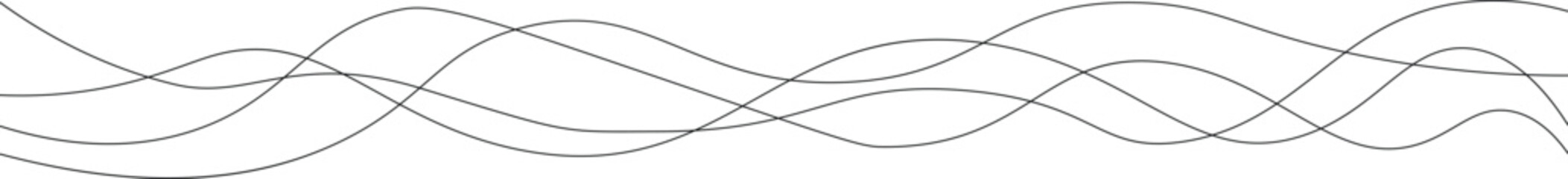 Thin line wavy abstract seamless pattern. background. Line art striped vector. Wavy line horizontal divider outline vector illustration. Curved black long lines seamless pattern isolated on white  © StockHub