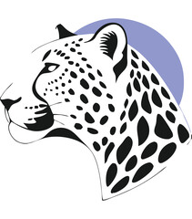 Vector Leopard  Jaguar Head Logo – Tribal and Modern Wild Cat Illustration with Bold Black and Orange Pattern, Blue Eyes, Tattoo Style Art