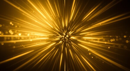 Golden light burst, abstract technology background