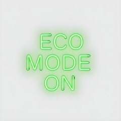 Naklejka premium Neon Glow Typography Poster for Earth Day 2025 – 'Eco Mode On' Light Effect Design on White Background