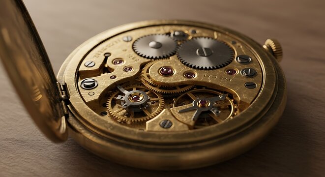 Exploring the intricate inner workings of a vintage gold pocket watch