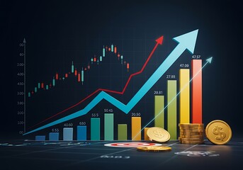 Stock market growth chart financial investment data analysis concept