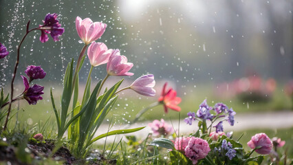 spring flowers in the grass