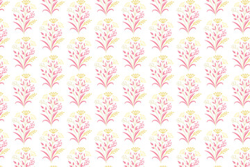Fototapeta premium hand drawn seamless flower pattern with field plant textures and repeating botanical leaf bunches