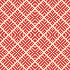Seamless Tribal Line Pattern in Red and Cream for Textile Design