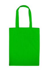 green shopper isolated on a white background, linen, cloth bag, suitable for mockups