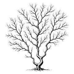 Obraz premium Vintage sketch of an ivy vine tree with barren branches 