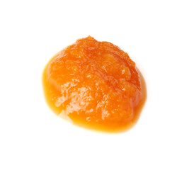 Baby food. Tasty puree on white background