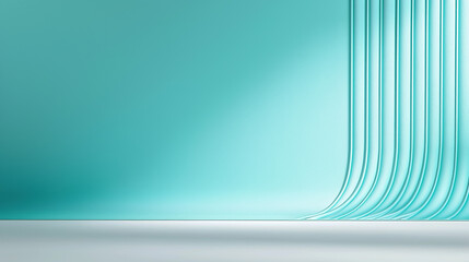 Modern studio backdrop in vibrant turquoise with gentle curves