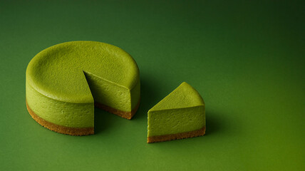 抹茶チーズケーキの静物写真 / Matcha Cheesecake Still Life Generative AI
