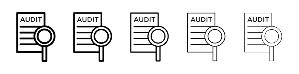 Audit icons vector set in different stroke line style