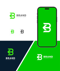 Modern Green B Letter Logo Design for Mobile App