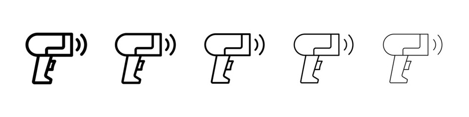 Barcode scanner icons vector set in different stroke line style
