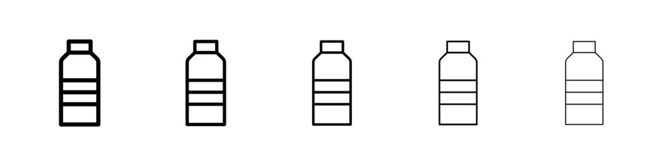 Bottle icons vector set in different stroke line style