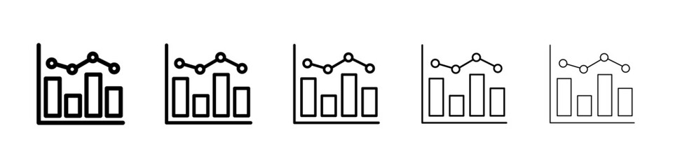 Chart icons vector set in different stroke line style
