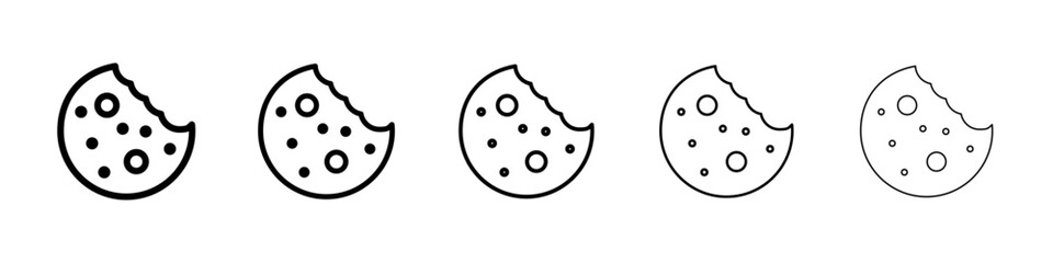 Cookie icons vector set in different stroke line style