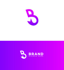 Modern Purple B Letter Logo Design Brand Identity Hook © JustPrint
