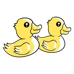 2 rubber ducks swim water two friends team funny Isolated Vector Graphic Design Illustration
