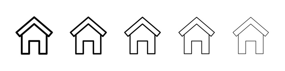 Home icons vector set in different stroke line style