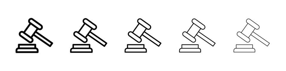Law icons vector set in different stroke line style