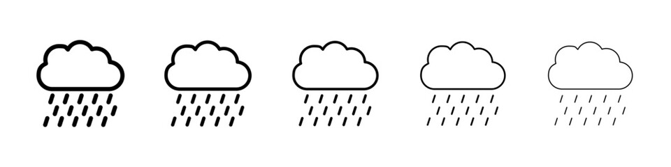 Rain icons vector set in different stroke line style