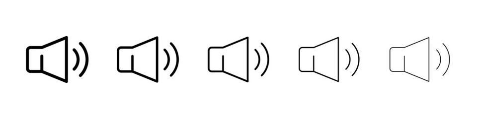 Speaker icons vector set in different stroke line style