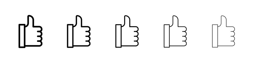 thumbs up icons vector set in different stroke line style