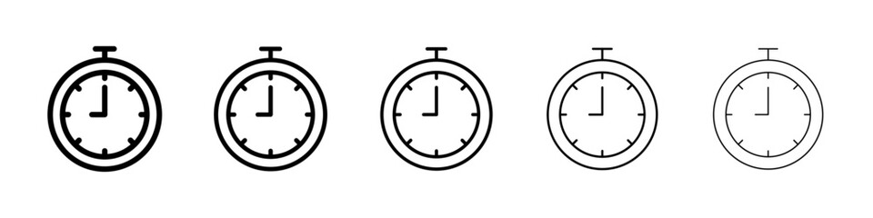 Timer icons vector set in different stroke line style