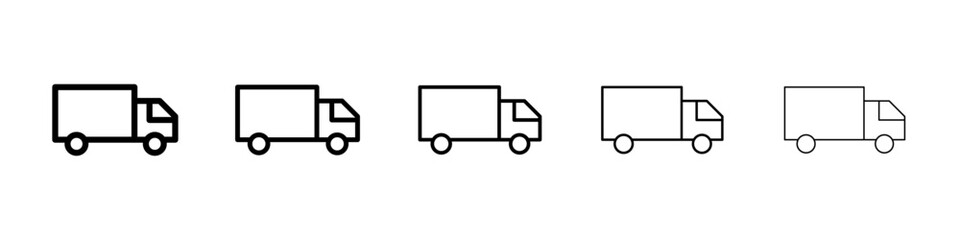 Truck icons vector set in different stroke line style