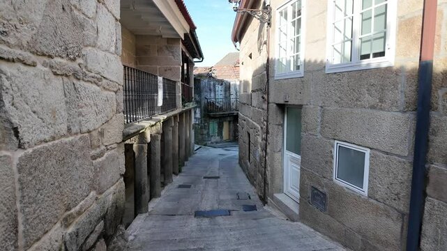 Combarro, horreos and stone crosses overlooking peaceful water in galicia, spain