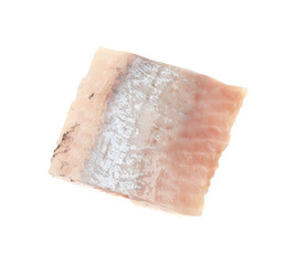 Piece of delicious herring isolated on white